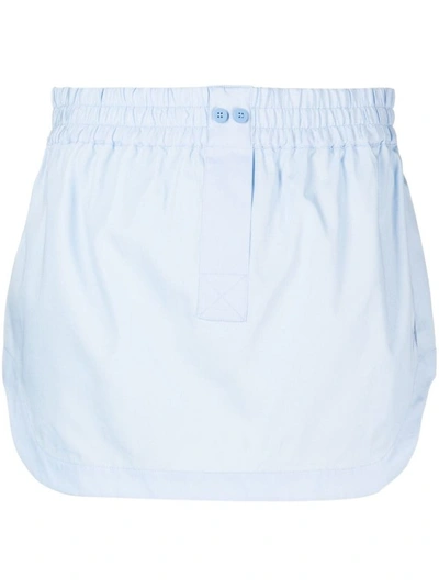 Shop Attico Blue Cotton Mini Skirt
