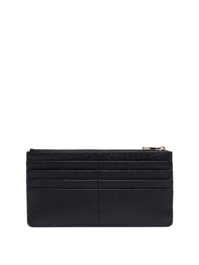 Shop Dolce & Gabbana Leather Card Holder With Metal Logo In Black