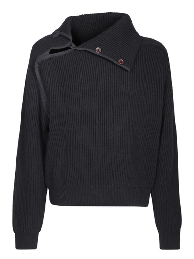 Shop Jacquemus Asymmetric Knit Sweater In Black