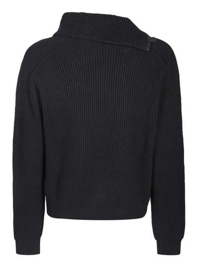 Shop Jacquemus Asymmetric Knit Sweater In Black