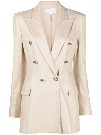 Shop Genny Beige Double Breasted Jacket In Neutrals