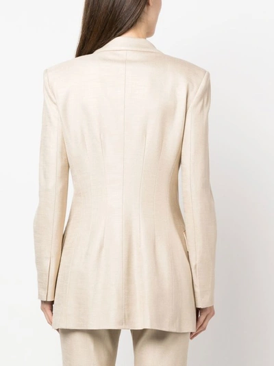 Shop Genny Beige Double Breasted Jacket In Neutrals
