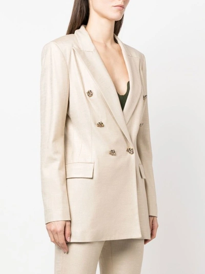 Shop Genny Beige Double Breasted Jacket In Neutrals