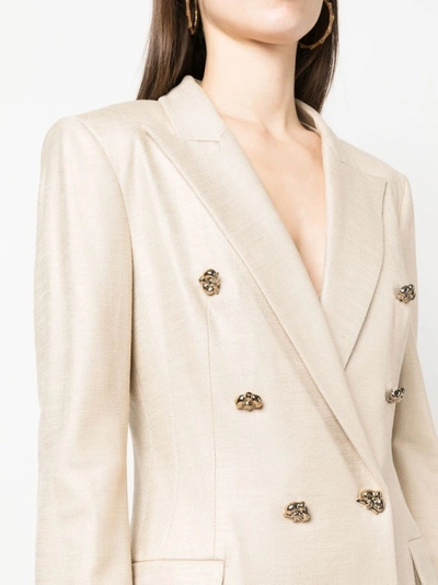 Shop Genny Beige Double Breasted Jacket In Neutrals