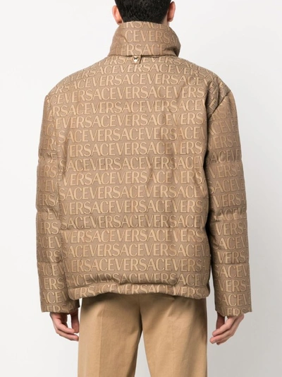 Shop Versace Brown Padded Jacket