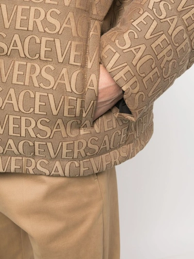 Shop Versace Brown Padded Jacket