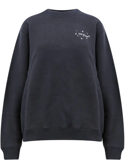 Shop Off-white Cotton Sweatshirt With Bling Stars Motif In Black