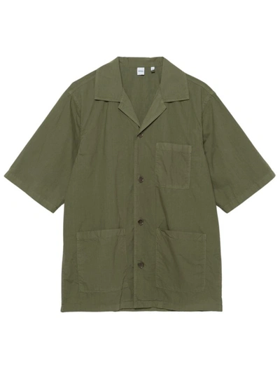 Shop Aspesi Green Cotton Short-sleeved Shirt