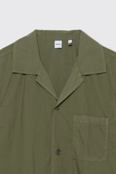 Shop Aspesi Green Cotton Short-sleeved Shirt
