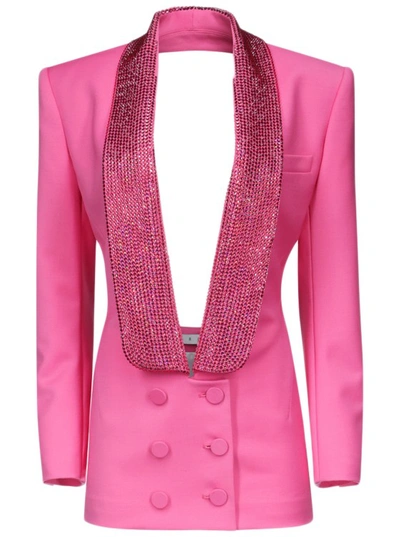 Shop Area Crystal Embellished Tuxedo Dress In Pink
