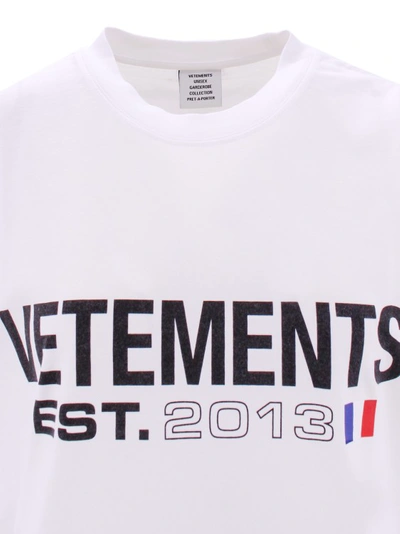 Shop Vetements Logo Print White Cotton T-shirt