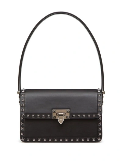 Shop Valentino Black Calfskin Leather Shoulder Bag