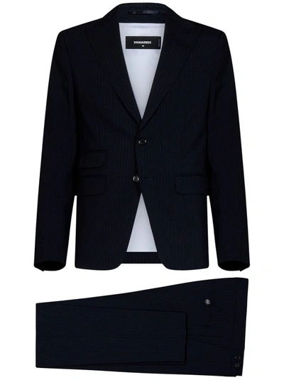 Shop Dsquared2 Midnight Blue Pinstripe Suit