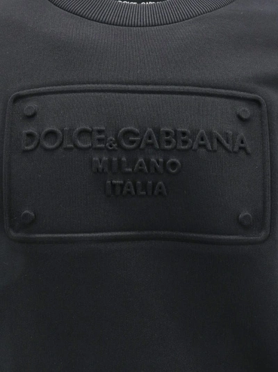 Shop Dolce & Gabbana Cotton Sweatshirt With Embossed Logo In Black