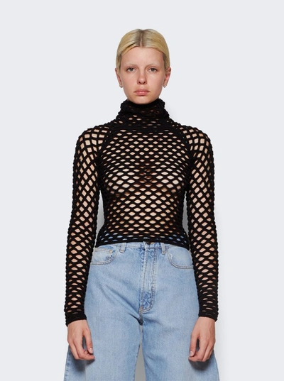 Shop Alaïa Cage High Neck Knitted Top In Black