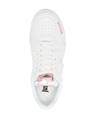 Shop Just Cavalli Side Logo Embossed White Sneakers