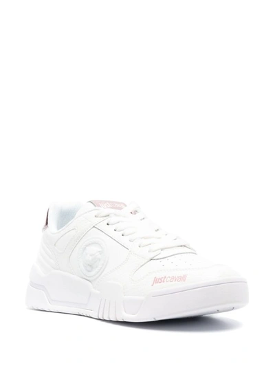 Shop Just Cavalli Side Logo Embossed White Sneakers
