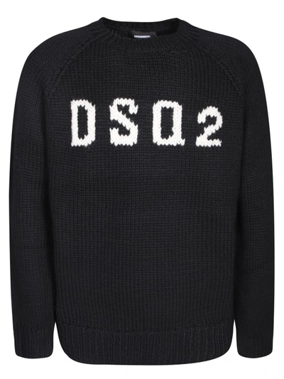 Shop Dsquared2 Intarsia- Logo Pullover In Wool In Black