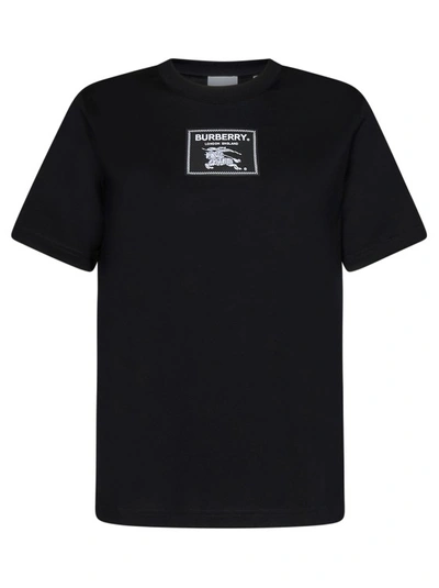 Shop Burberry Black Organic Cotton Jersey T-shirt