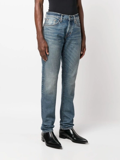 Shop Tom Ford Blue Cotton Jeans