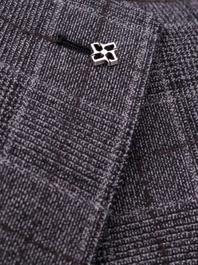 Shop Tagliatore Virgin Wool Suit With Madras Motif In Grey
