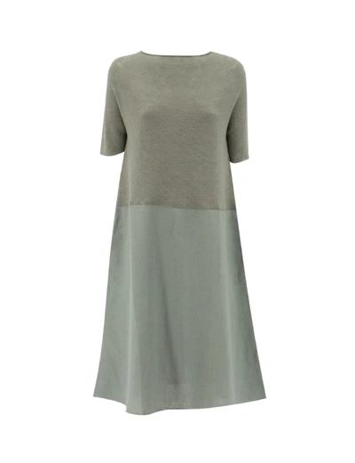 Shop Le Tricot Perugia Sage Soft Linen/cotton Blend Dress In Green
