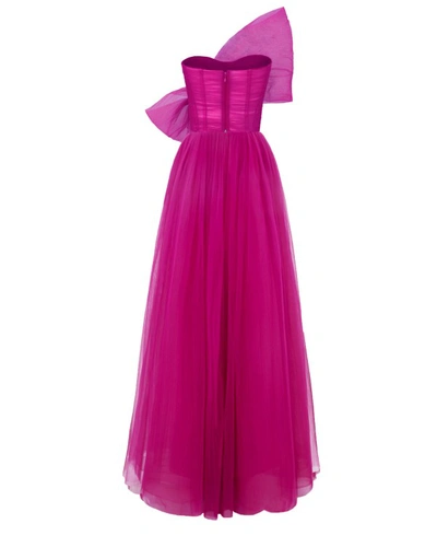 Shop Gemy Maalouf Bow-like Tulle Dress - Long Dresses In Pink