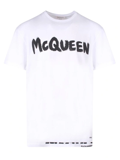 Shop Alexander Mcqueen Cotton T-shirt With Mcqueen Graffiti Print In White