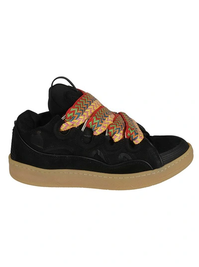 Shop Lanvin Black Chunky Lace-up Sneakers
