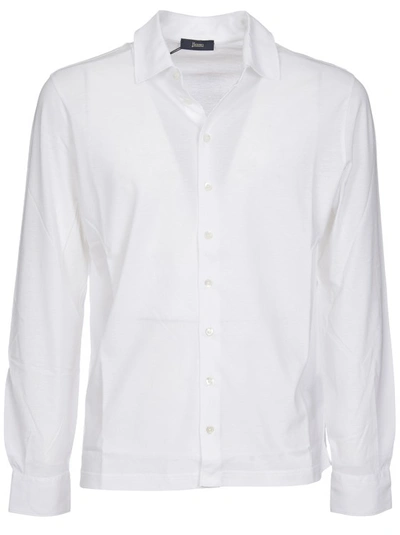 Shop Herno White Shirt In Light Voile Crêpe Jersey