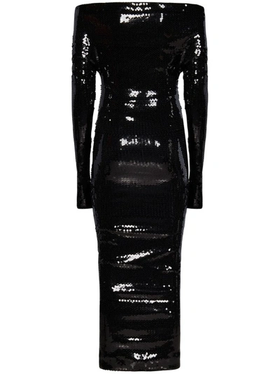 Shop Alexandre Vauthier Off-the-shoulder Midi Dress In Black