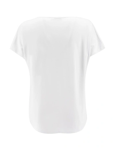 Shop Le Tricot Perugia White Viscose Elastane Blend V-neck T-shirt