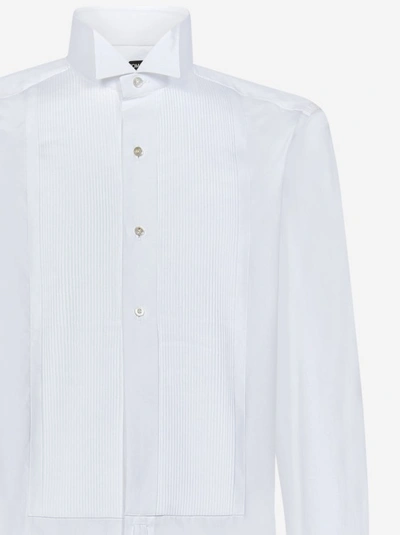 Shop Tom Ford White Cotton Tuxedo Shirt