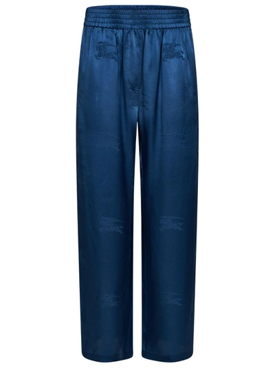 Shop Burberry Blue Silk Trousers