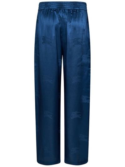 Shop Burberry Blue Silk Trousers