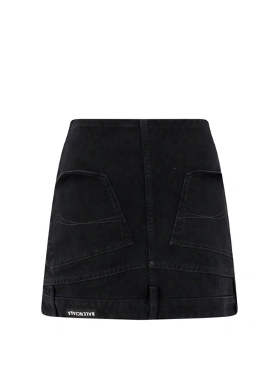 Shop Balenciaga Black Denim Skirt