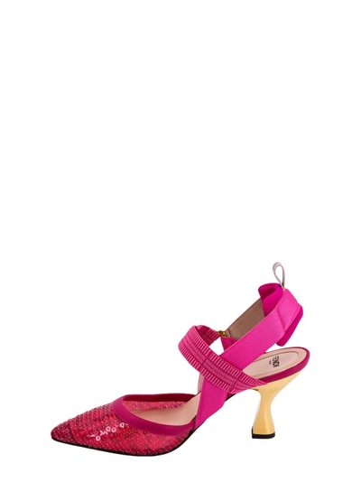 Shop Fendi Micromesh Slingback With Ff Motif And Sequins In Pink