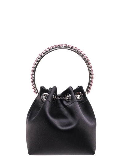 Shop Jimmy Choo Satin Bucket Bag With Crystals Detail In Black