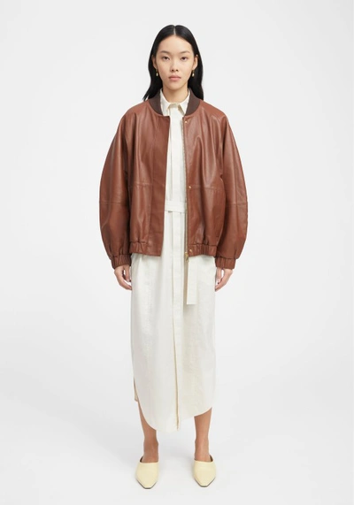 Shop Aeron Leather Bomber In Brown