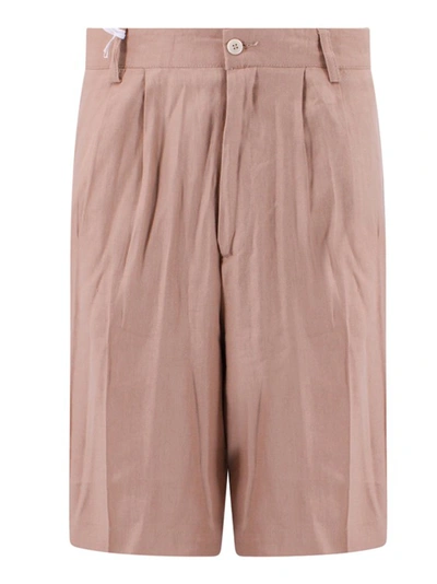 Shop Costumein Linen And Cotton Bermuda Shorts In Pink