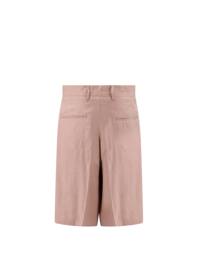 Shop Costumein Linen And Cotton Bermuda Shorts In Pink