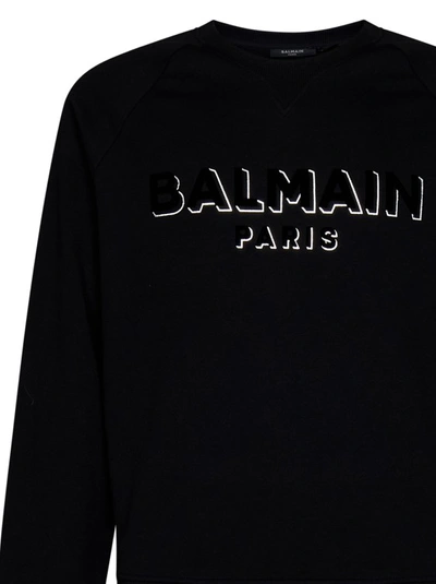 Shop Balmain Black Logo Print Sweatshirt