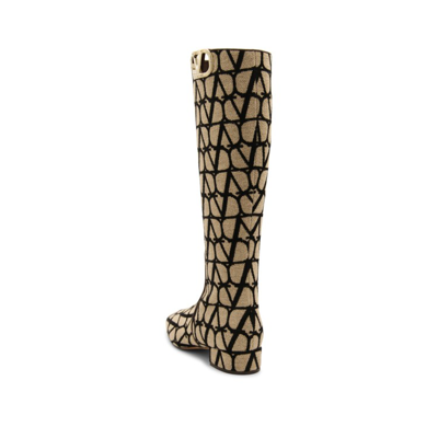 Valentino Toile Iconographe Vlogo Type Boots In Brown