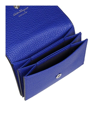 Shop Ferragamo Card Holder In Lapis Leather In Blue