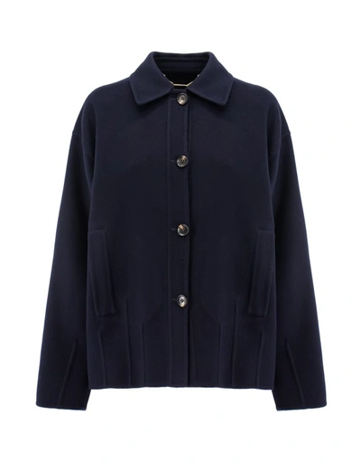 Shop Kiton Blue Single Breasted Cashmere Coat