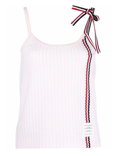 Shop Thom Browne Pink Cotton Sleeveless Top