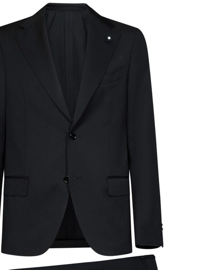 Shop Lardini Black Wool Suit