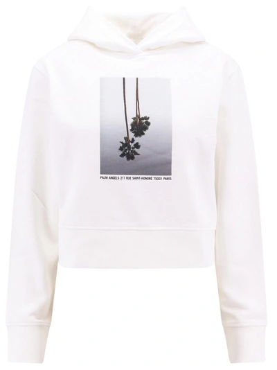 Shop Palm Angels Mirage Print Cotton Sweatshirt In White