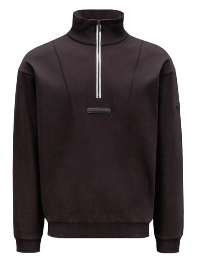 Shop Moncler Fleece High Neck Sweatshirt In Black