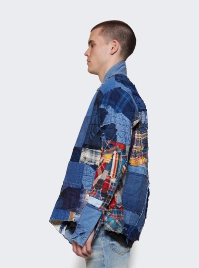 Shop Greg Lauren Multi Stitchwork Gl1 Shirt In Blue